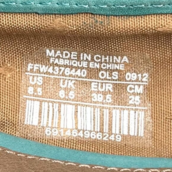 Fossil Flat Women's Size 8.5 Turquoise Leather Open Toe Butterfly - Picture 9 of 11